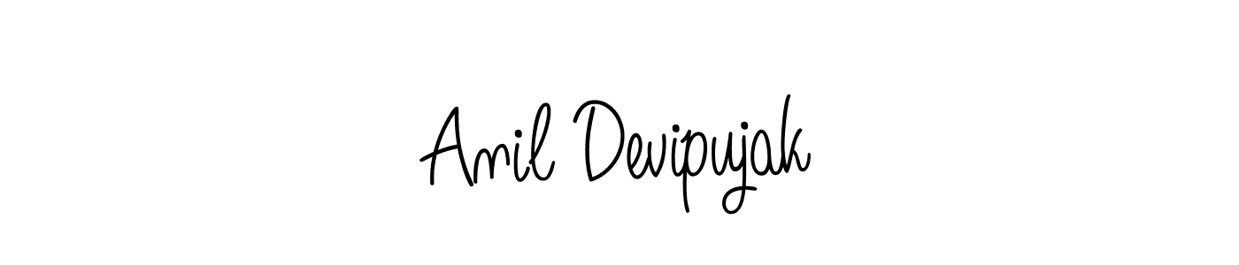 You should practise on your own different ways (Angelique-Rose-font-FFP) to write your name (Anil Devipujak) in signature. don't let someone else do it for you. Anil Devipujak signature style 5 images and pictures png