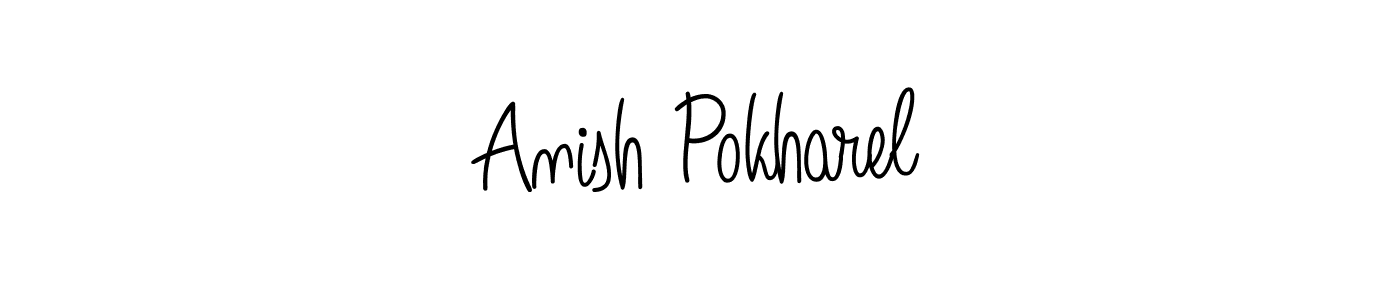 The best way (Angelique-Rose-font-FFP) to make a short signature is to pick only two or three words in your name. The name Anish Pokharel include a total of six letters. For converting this name. Anish Pokharel signature style 5 images and pictures png