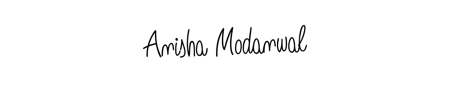 How to make Anisha Modanwal name signature. Use Angelique-Rose-font-FFP style for creating short signs online. This is the latest handwritten sign. Anisha Modanwal signature style 5 images and pictures png