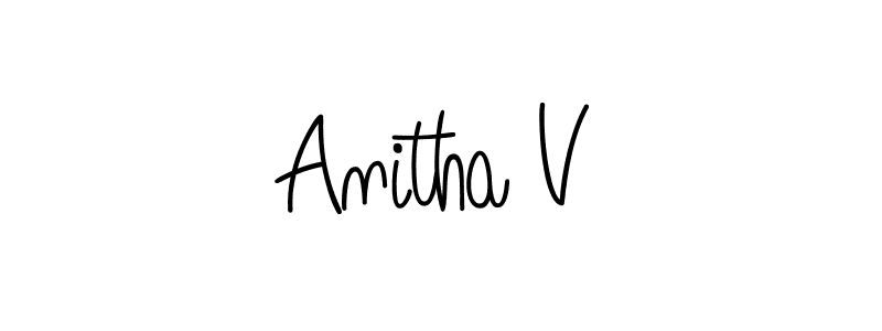 if you are searching for the best signature style for your name Anitha V. so please give up your signature search. here we have designed multiple signature styles  using Angelique-Rose-font-FFP. Anitha V signature style 5 images and pictures png