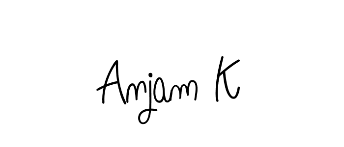 How to make Anjam K name signature. Use Angelique-Rose-font-FFP style for creating short signs online. This is the latest handwritten sign. Anjam K signature style 5 images and pictures png