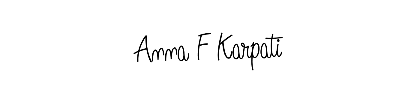 The best way (Angelique-Rose-font-FFP) to make a short signature is to pick only two or three words in your name. The name Anna F Karpati include a total of six letters. For converting this name. Anna F Karpati signature style 5 images and pictures png
