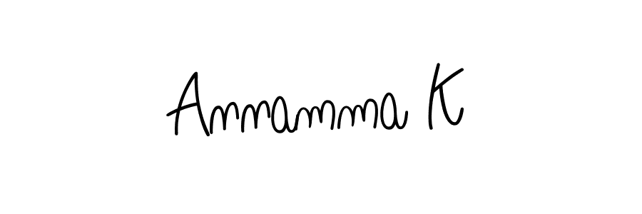 How to make Annamma K name signature. Use Angelique-Rose-font-FFP style for creating short signs online. This is the latest handwritten sign. Annamma K signature style 5 images and pictures png