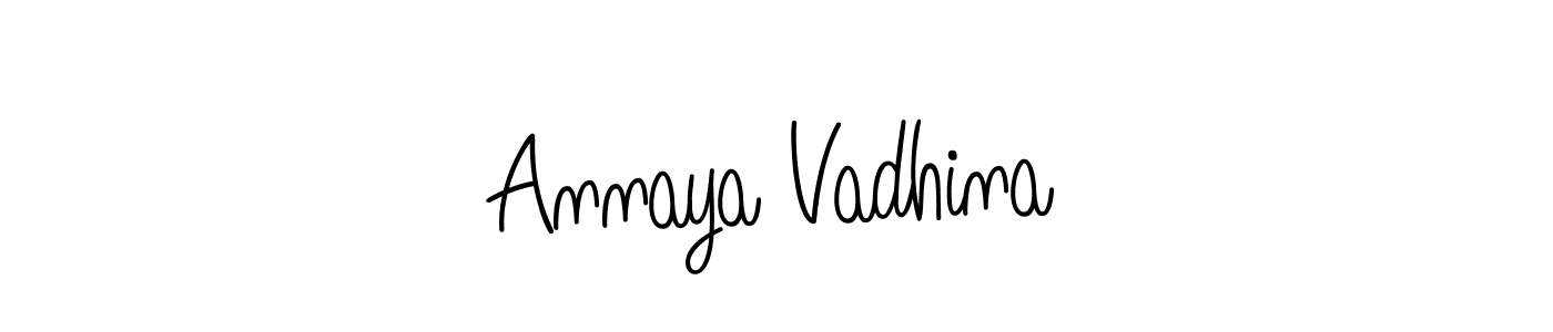 Use a signature maker to create a handwritten signature online. With this signature software, you can design (Angelique-Rose-font-FFP) your own signature for name Annaya Vadhina. Annaya Vadhina signature style 5 images and pictures png