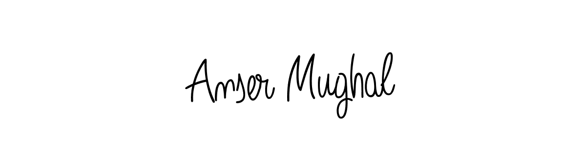 You should practise on your own different ways (Angelique-Rose-font-FFP) to write your name (Anser Mughal) in signature. don't let someone else do it for you. Anser Mughal signature style 5 images and pictures png