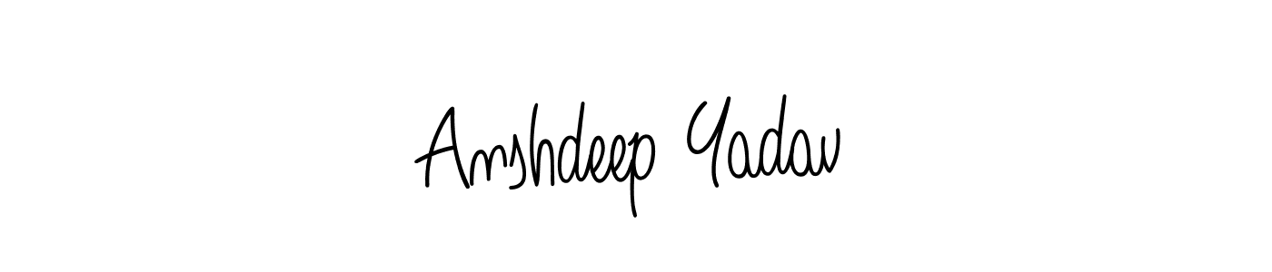 The best way (Angelique-Rose-font-FFP) to make a short signature is to pick only two or three words in your name. The name Anshdeep Yadav include a total of six letters. For converting this name. Anshdeep Yadav signature style 5 images and pictures png