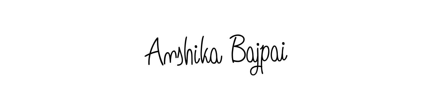 You should practise on your own different ways (Angelique-Rose-font-FFP) to write your name (Anshika Bajpai) in signature. don't let someone else do it for you. Anshika Bajpai signature style 5 images and pictures png