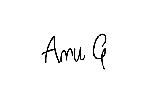 Use a signature maker to create a handwritten signature online. With this signature software, you can design (Angelique-Rose-font-FFP) your own signature for name Anu G. Anu G signature style 5 images and pictures png