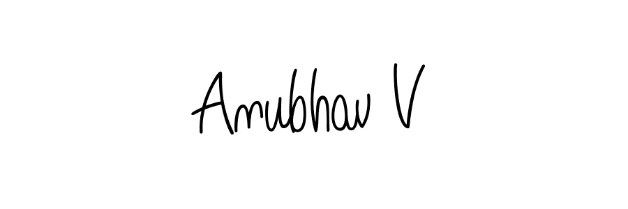 The best way (Angelique-Rose-font-FFP) to make a short signature is to pick only two or three words in your name. The name Anubhav V include a total of six letters. For converting this name. Anubhav V signature style 5 images and pictures png