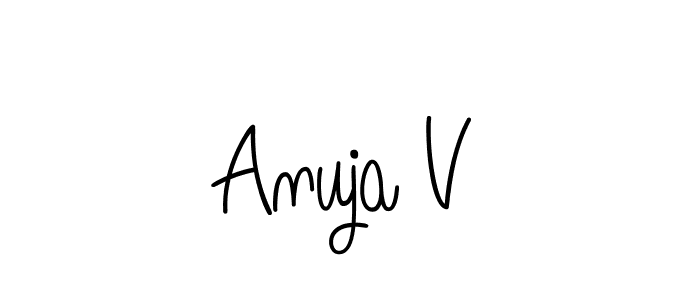if you are searching for the best signature style for your name Anuja V. so please give up your signature search. here we have designed multiple signature styles  using Angelique-Rose-font-FFP. Anuja V signature style 5 images and pictures png