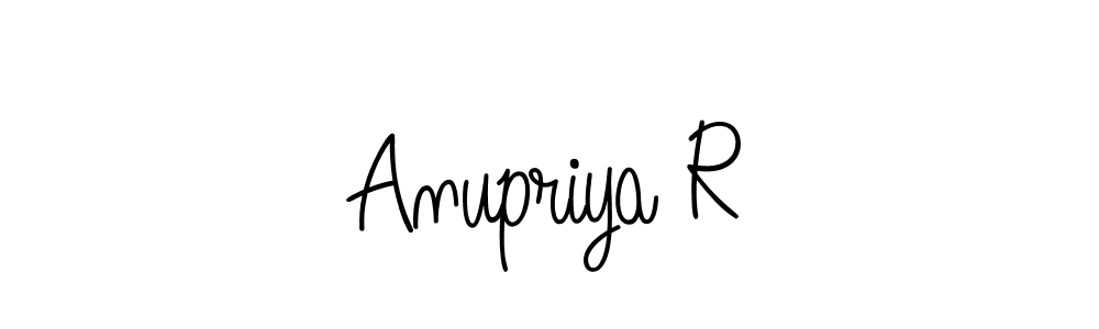 You should practise on your own different ways (Angelique-Rose-font-FFP) to write your name (Anupriya R) in signature. don't let someone else do it for you. Anupriya R signature style 5 images and pictures png