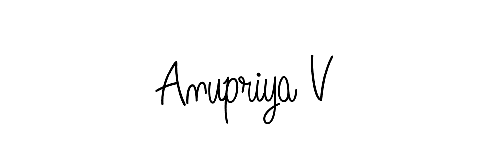 Use a signature maker to create a handwritten signature online. With this signature software, you can design (Angelique-Rose-font-FFP) your own signature for name Anupriya V. Anupriya V signature style 5 images and pictures png