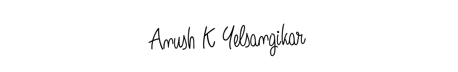You should practise on your own different ways (Angelique-Rose-font-FFP) to write your name (Anush K Yelsangikar) in signature. don't let someone else do it for you. Anush K Yelsangikar signature style 5 images and pictures png
