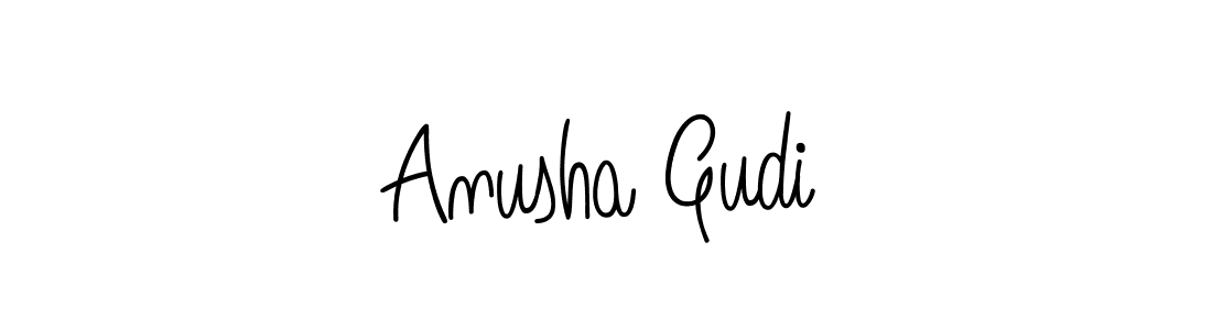 The best way (Angelique-Rose-font-FFP) to make a short signature is to pick only two or three words in your name. The name Anusha Gudi include a total of six letters. For converting this name. Anusha Gudi signature style 5 images and pictures png