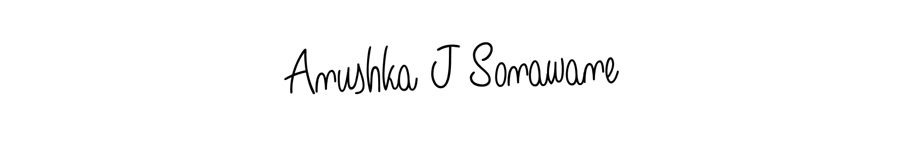 How to make Anushka J Sonawane name signature. Use Angelique-Rose-font-FFP style for creating short signs online. This is the latest handwritten sign. Anushka J Sonawane signature style 5 images and pictures png