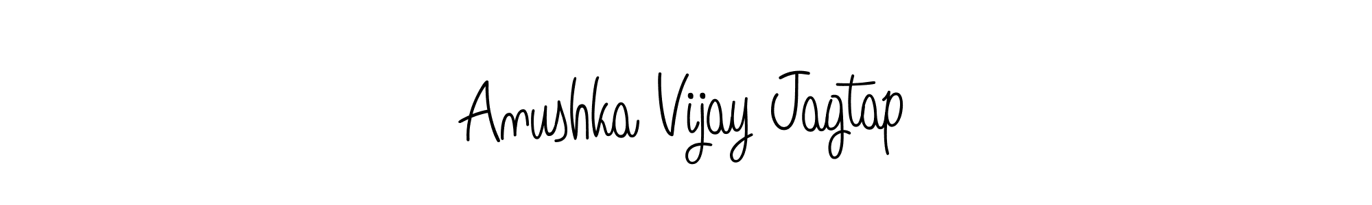 You should practise on your own different ways (Angelique-Rose-font-FFP) to write your name (Anushka Vijay Jagtap) in signature. don't let someone else do it for you. Anushka Vijay Jagtap signature style 5 images and pictures png