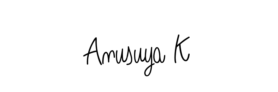 Angelique-Rose-font-FFP is a professional signature style that is perfect for those who want to add a touch of class to their signature. It is also a great choice for those who want to make their signature more unique. Get Anusuya K name to fancy signature for free. Anusuya K signature style 5 images and pictures png