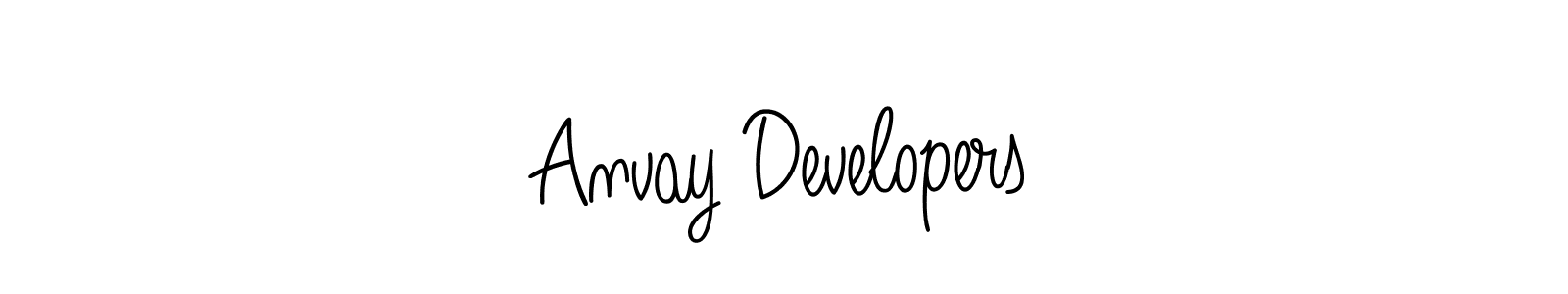 Use a signature maker to create a handwritten signature online. With this signature software, you can design (Angelique-Rose-font-FFP) your own signature for name Anvay Developers. Anvay Developers signature style 5 images and pictures png