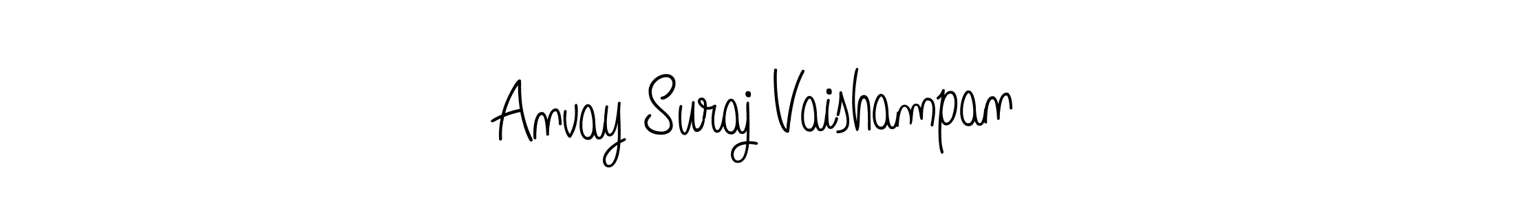 Make a beautiful signature design for name Anvay Suraj Vaishampan. With this signature (Angelique-Rose-font-FFP) style, you can create a handwritten signature for free. Anvay Suraj Vaishampan signature style 5 images and pictures png