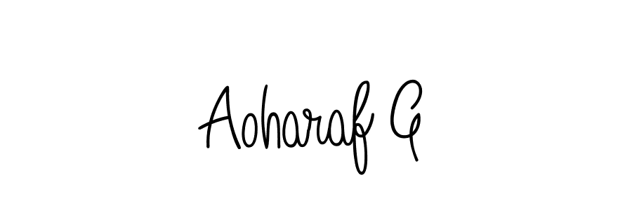 The best way (Angelique-Rose-font-FFP) to make a short signature is to pick only two or three words in your name. The name Aoharaf G include a total of six letters. For converting this name. Aoharaf G signature style 5 images and pictures png