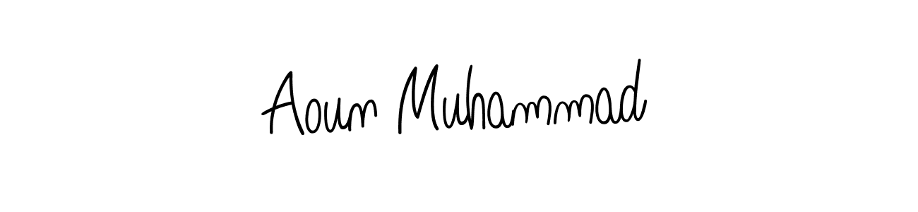 Use a signature maker to create a handwritten signature online. With this signature software, you can design (Angelique-Rose-font-FFP) your own signature for name Aoun Muhammad. Aoun Muhammad signature style 5 images and pictures png