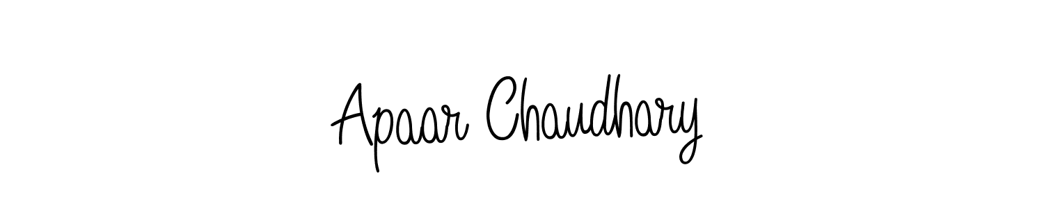 Make a beautiful signature design for name Apaar Chaudhary. With this signature (Angelique-Rose-font-FFP) style, you can create a handwritten signature for free. Apaar Chaudhary signature style 5 images and pictures png