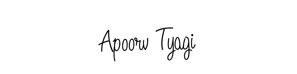 You should practise on your own different ways (Angelique-Rose-font-FFP) to write your name (Apoorv Tyagi) in signature. don't let someone else do it for you. Apoorv Tyagi signature style 5 images and pictures png