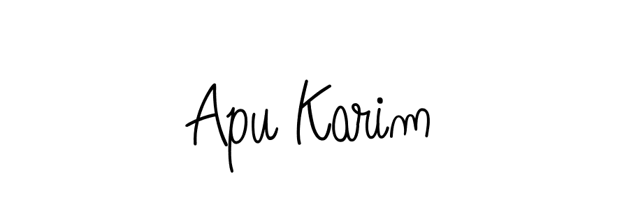 The best way (Angelique-Rose-font-FFP) to make a short signature is to pick only two or three words in your name. The name Apu Karim include a total of six letters. For converting this name. Apu Karim signature style 5 images and pictures png