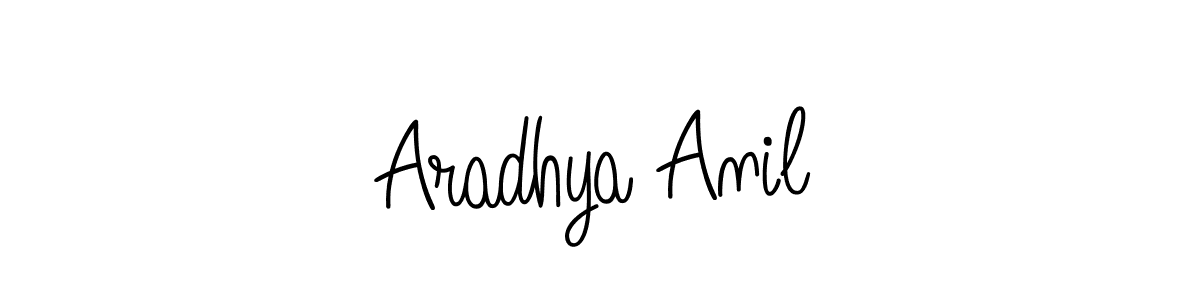 The best way (Angelique-Rose-font-FFP) to make a short signature is to pick only two or three words in your name. The name Aradhya Anil include a total of six letters. For converting this name. Aradhya Anil signature style 5 images and pictures png