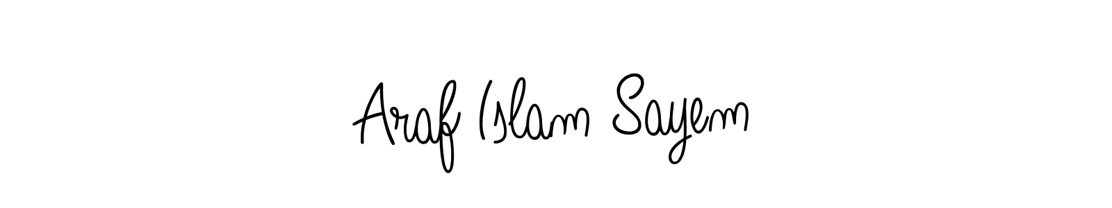 Use a signature maker to create a handwritten signature online. With this signature software, you can design (Angelique-Rose-font-FFP) your own signature for name Araf Islam Sayem. Araf Islam Sayem signature style 5 images and pictures png