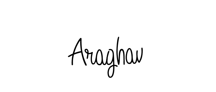 Use a signature maker to create a handwritten signature online. With this signature software, you can design (Angelique-Rose-font-FFP) your own signature for name Araghav. Araghav signature style 5 images and pictures png