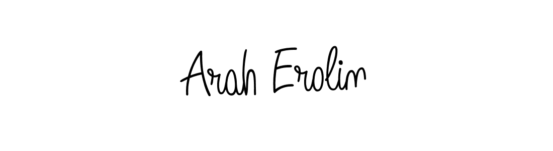 You should practise on your own different ways (Angelique-Rose-font-FFP) to write your name (Arah Erolin) in signature. don't let someone else do it for you. Arah Erolin signature style 5 images and pictures png