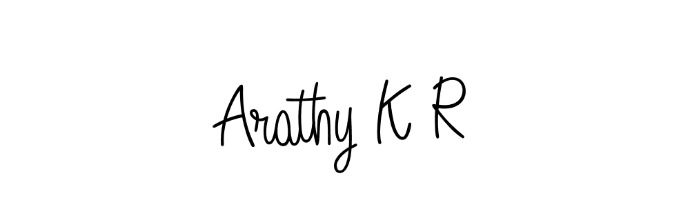 Use a signature maker to create a handwritten signature online. With this signature software, you can design (Angelique-Rose-font-FFP) your own signature for name Arathy K R. Arathy K R signature style 5 images and pictures png