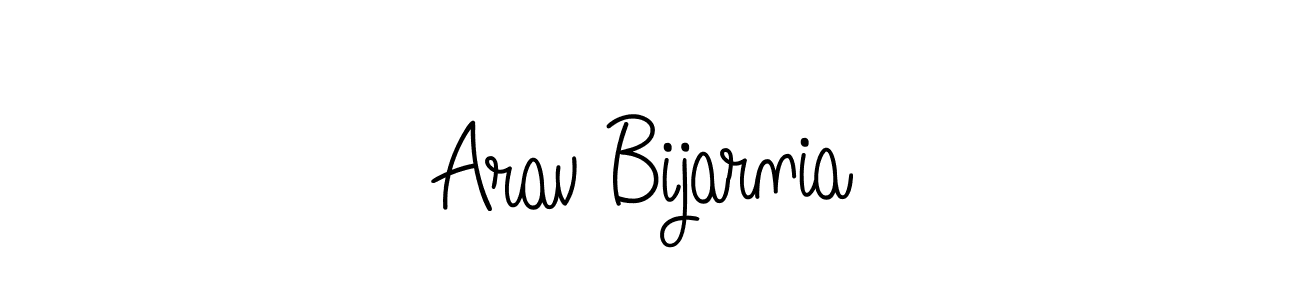 How to make Arav Bijarnia name signature. Use Angelique-Rose-font-FFP style for creating short signs online. This is the latest handwritten sign. Arav Bijarnia signature style 5 images and pictures png