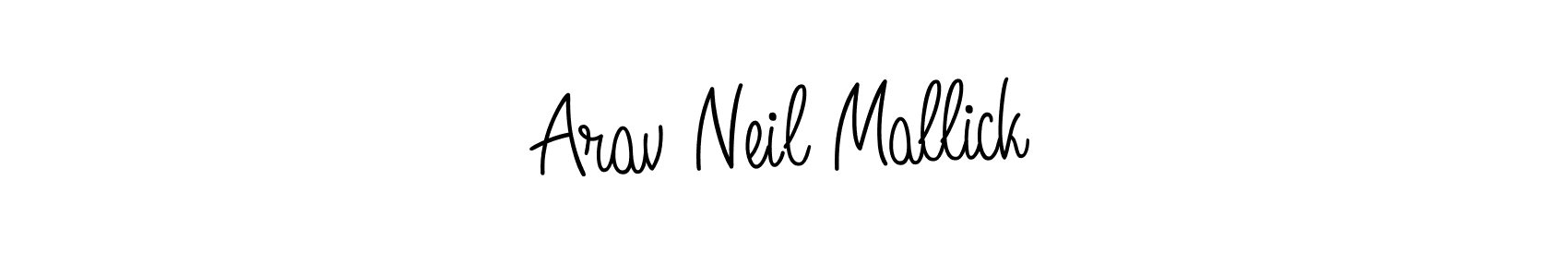 You should practise on your own different ways (Angelique-Rose-font-FFP) to write your name (Arav Neil Mallick) in signature. don't let someone else do it for you. Arav Neil Mallick signature style 5 images and pictures png