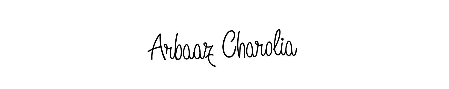 You should practise on your own different ways (Angelique-Rose-font-FFP) to write your name (Arbaaz Charolia) in signature. don't let someone else do it for you. Arbaaz Charolia signature style 5 images and pictures png