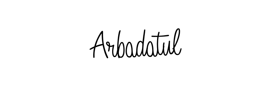 Use a signature maker to create a handwritten signature online. With this signature software, you can design (Angelique-Rose-font-FFP) your own signature for name Arbadatul. Arbadatul signature style 5 images and pictures png