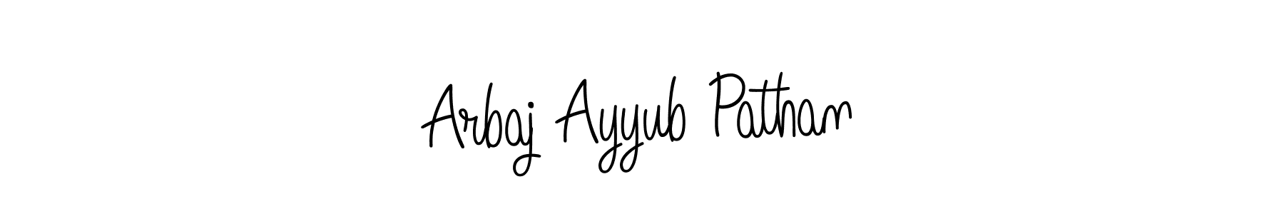 How to make Arbaj Ayyub Pathan name signature. Use Angelique-Rose-font-FFP style for creating short signs online. This is the latest handwritten sign. Arbaj Ayyub Pathan signature style 5 images and pictures png