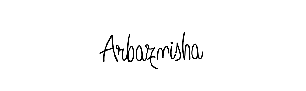 You should practise on your own different ways (Angelique-Rose-font-FFP) to write your name (Arbaznisha) in signature. don't let someone else do it for you. Arbaznisha signature style 5 images and pictures png