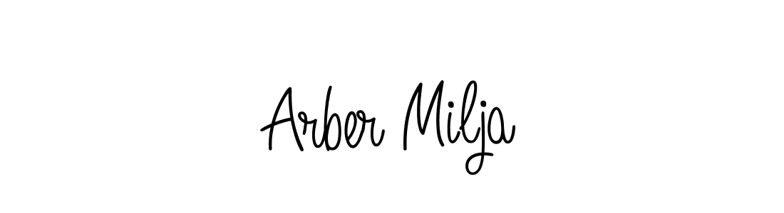 Arber Milja stylish signature style. Best Handwritten Sign (Angelique-Rose-font-FFP) for my name. Handwritten Signature Collection Ideas for my name Arber Milja. Arber Milja signature style 5 images and pictures png