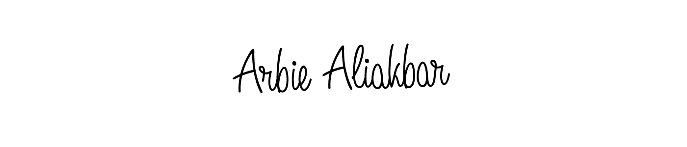 You should practise on your own different ways (Angelique-Rose-font-FFP) to write your name (Arbie Aliakbar) in signature. don't let someone else do it for you. Arbie Aliakbar signature style 5 images and pictures png