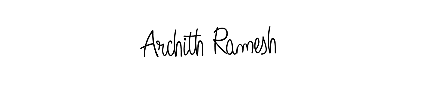 Use a signature maker to create a handwritten signature online. With this signature software, you can design (Angelique-Rose-font-FFP) your own signature for name Archith Ramesh. Archith Ramesh signature style 5 images and pictures png