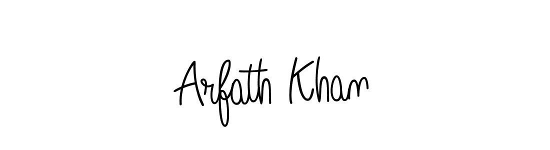 Make a beautiful signature design for name Arfath Khan. With this signature (Angelique-Rose-font-FFP) style, you can create a handwritten signature for free. Arfath Khan signature style 5 images and pictures png