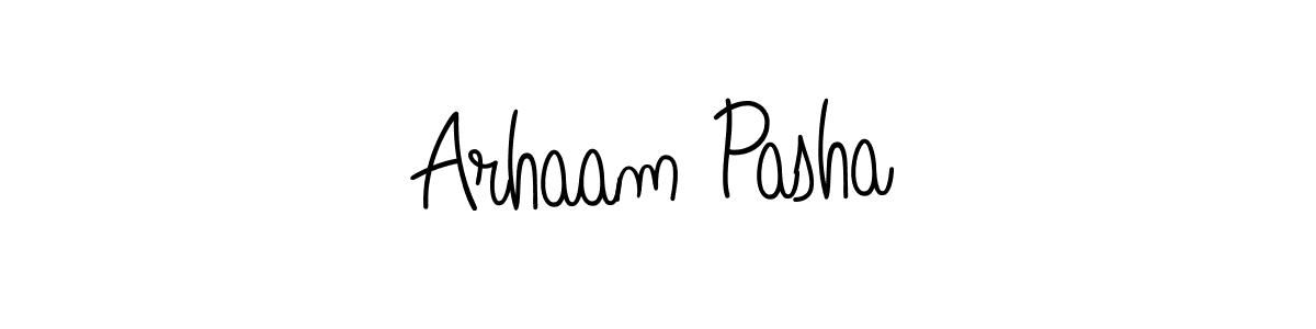 Make a beautiful signature design for name Arhaam Pasha. With this signature (Angelique-Rose-font-FFP) style, you can create a handwritten signature for free. Arhaam Pasha signature style 5 images and pictures png