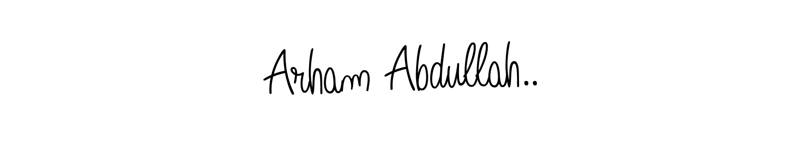 You can use this online signature creator to create a handwritten signature for the name Arham Abdullah... This is the best online autograph maker. Arham Abdullah.. signature style 5 images and pictures png