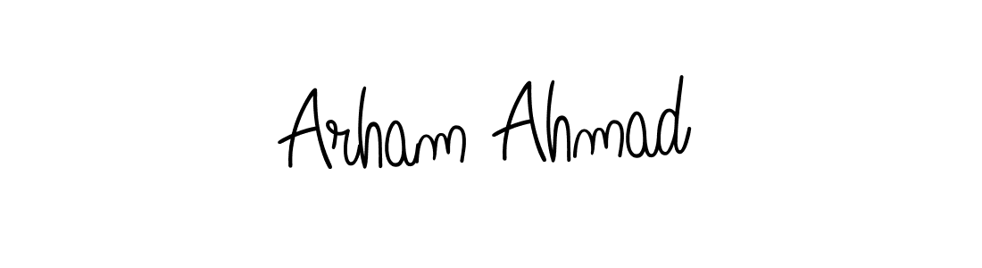 You should practise on your own different ways (Angelique-Rose-font-FFP) to write your name (Arham Ahmad) in signature. don't let someone else do it for you. Arham Ahmad signature style 5 images and pictures png