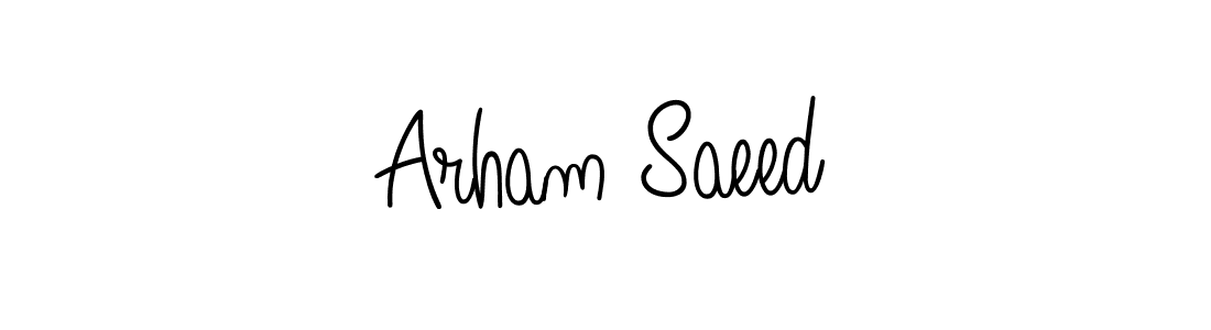 You should practise on your own different ways (Angelique-Rose-font-FFP) to write your name (Arham Saeed) in signature. don't let someone else do it for you. Arham Saeed signature style 5 images and pictures png
