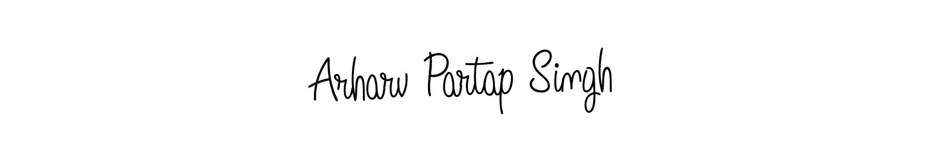 You should practise on your own different ways (Angelique-Rose-font-FFP) to write your name (Arharv Partap Singh) in signature. don't let someone else do it for you. Arharv Partap Singh signature style 5 images and pictures png