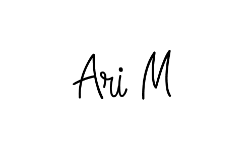 How to make Ari M name signature. Use Angelique-Rose-font-FFP style for creating short signs online. This is the latest handwritten sign. Ari M signature style 5 images and pictures png