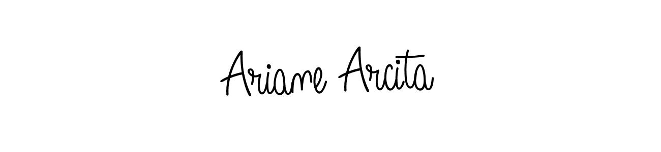 Make a beautiful signature design for name Ariane Arcita. With this signature (Angelique-Rose-font-FFP) style, you can create a handwritten signature for free. Ariane Arcita signature style 5 images and pictures png